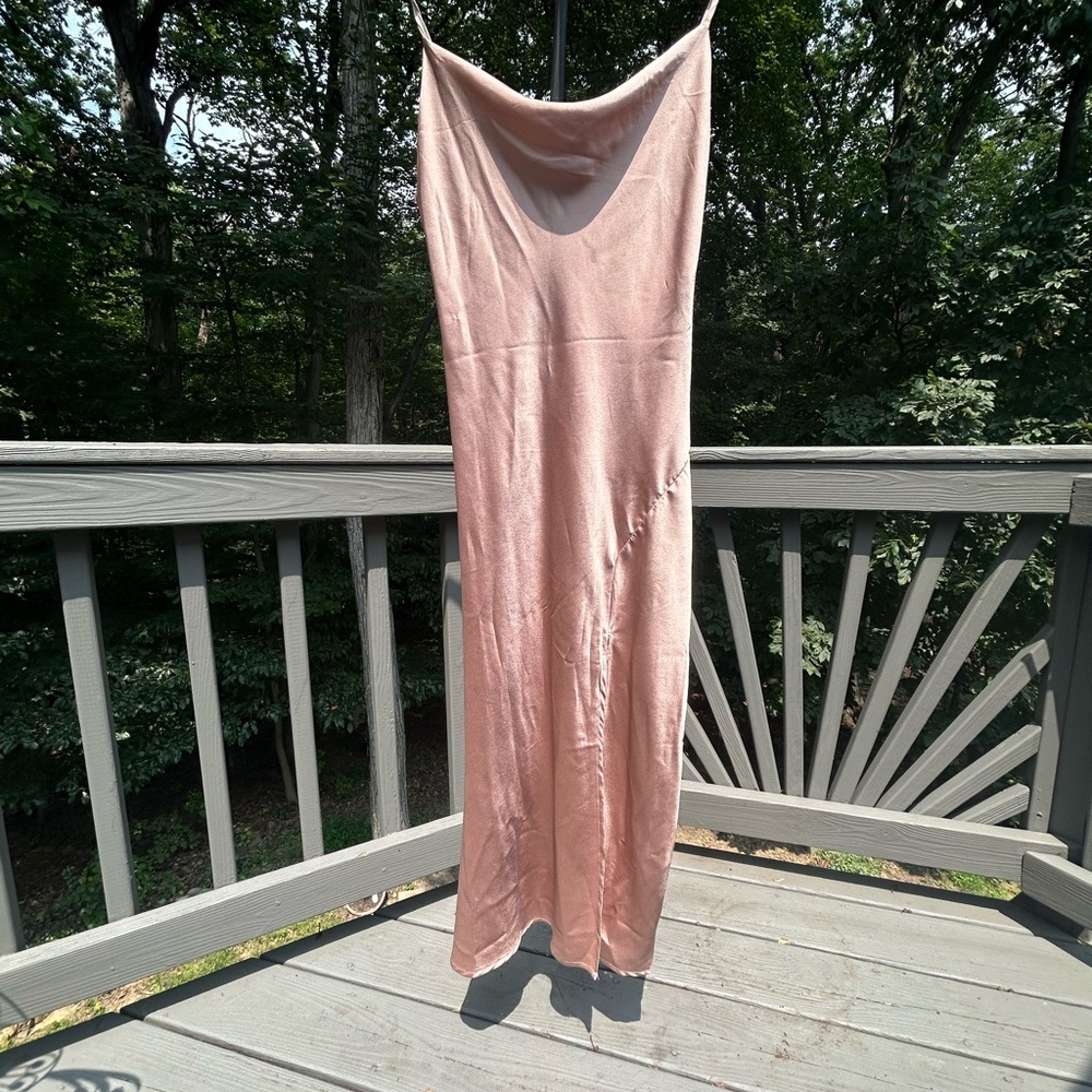 CLOSET CLEARANCE SALE Paper Heart Mocha Maxi Slip Dress Side Slit Size S